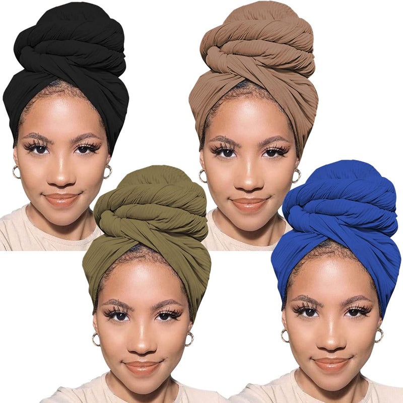 PWEOUKE Head Wraps for Black Women African Head Wrap Lightweight for Women Long Plain Turban Hair Scarf Scarves - Image 1